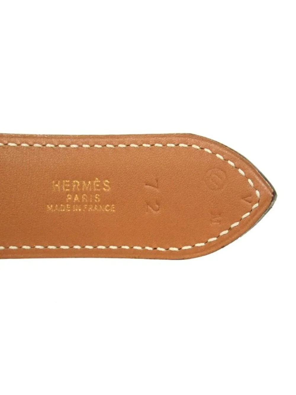 Hermes Horse Buckle Belt Courchevel Leather Vintage 72 Brown